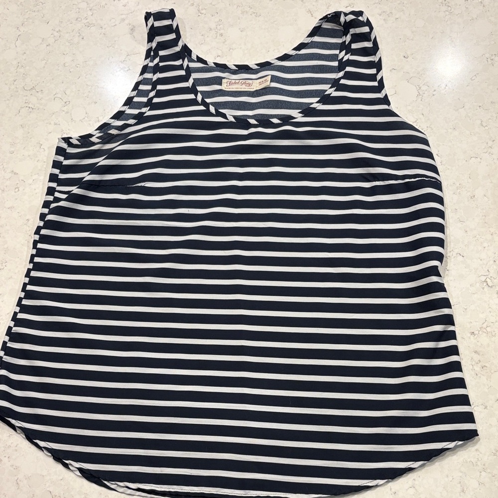 Faded Glory Black and White Striped Tank Top